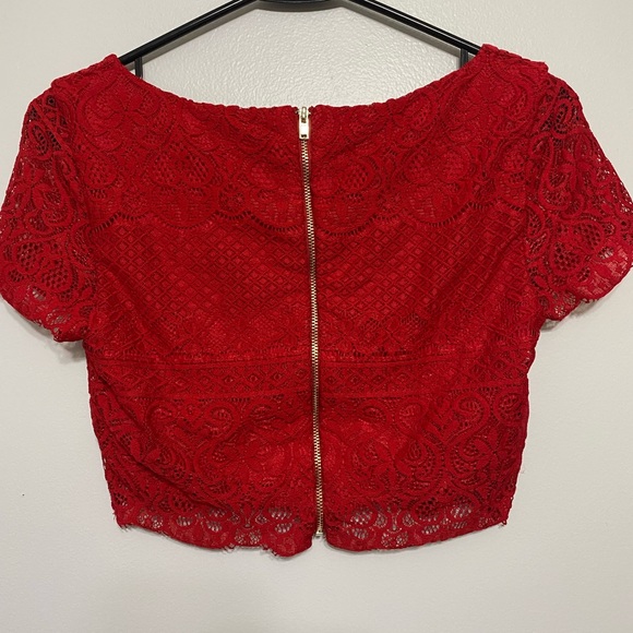 Bebe red lace skirt/crop top 2 piece set size XS - Picture 7 of 17